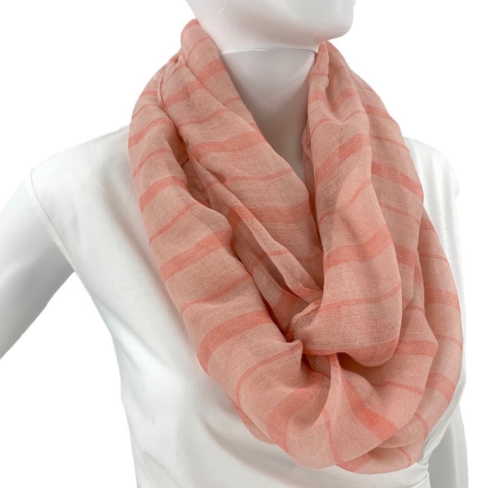 LUCKY STAR NEW Infinity Scarf Pink Striped Sheer